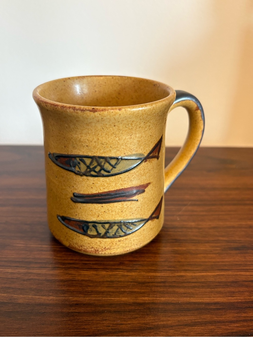 Vintage Stoneware Mugs – Hand-Decorated Horse and Fish Design Pair - Picture 6 of 8
